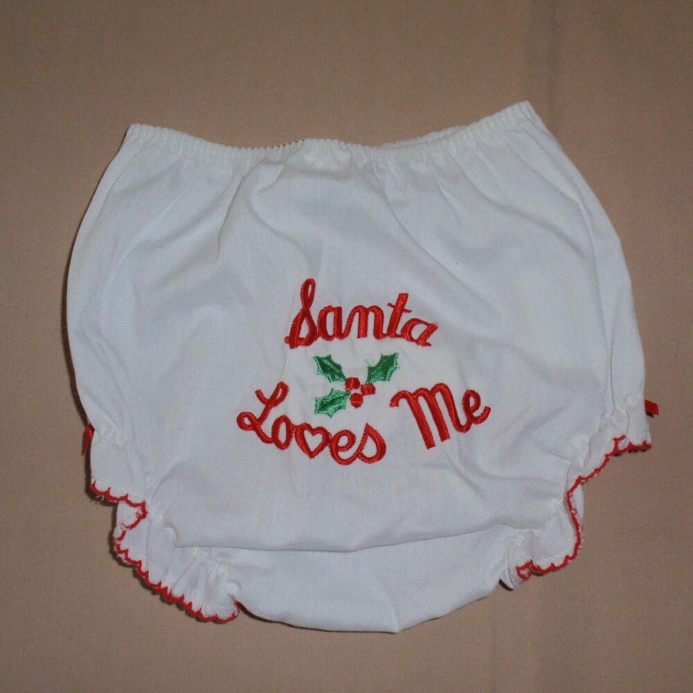 Alexis Vintage Christmas Baby Bloomers Diaper Cover Santa Sz S 10 15lb 3m